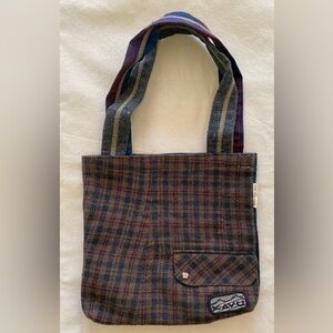 KAVU OOAK Recycled Fabric Scrap Plaid Tote Bag Small Outdoors Casual
